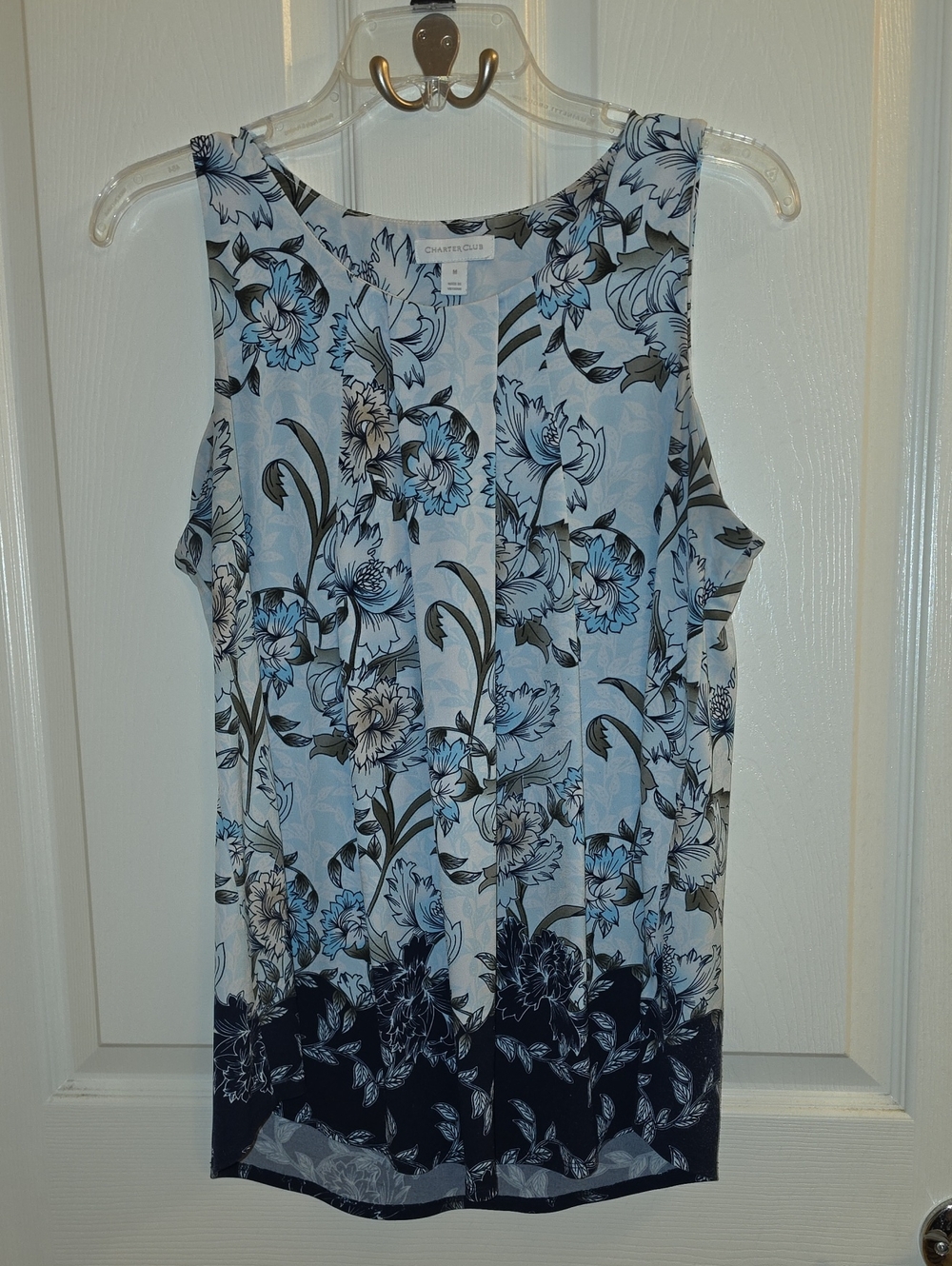 Charter Club Blue Floral Sleeveless Blouse